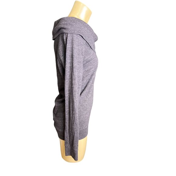 Fossil women small off shoulder charcoal gray knit top long sleeve soft  G759 - Picture 4 of 9